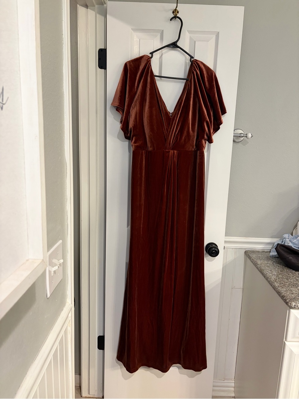 Revelry Gwen Velvet Maxi Dress Terracotta Rust Bridesmaid Wedding Guest 18